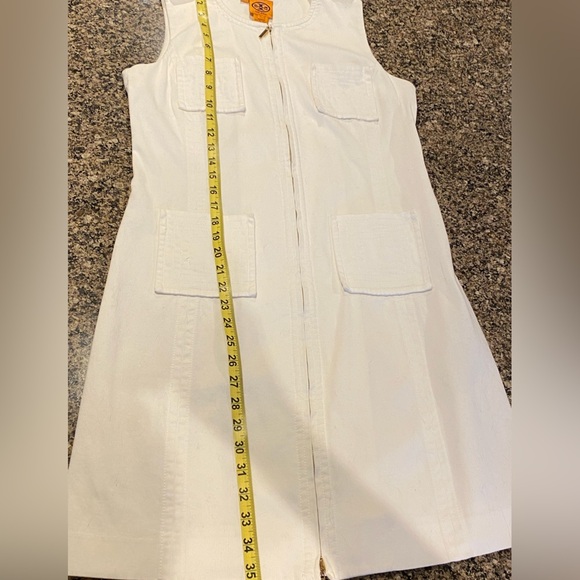 Tory Burch Patti Dress in White Stretch Cotton Gold Hardware Sleeveless Size 8 - Picture 6 of 8